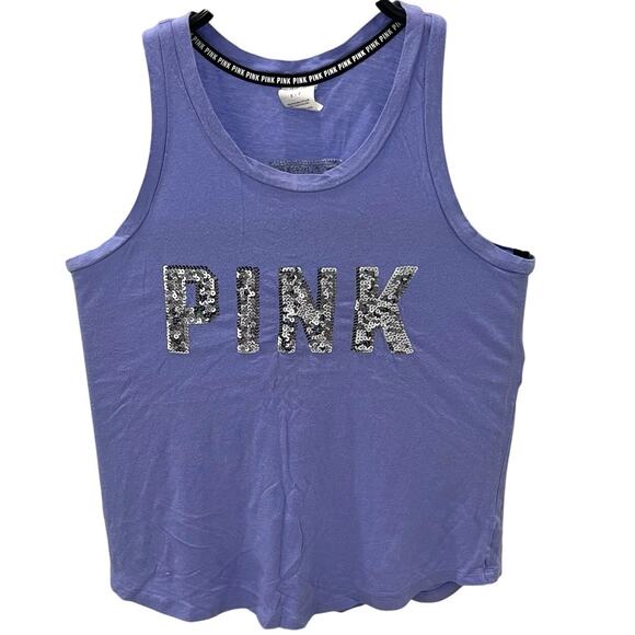 Victoria’s Secret PINK Sequined Racerback Purple Tank Top ~ Women’s SM - Picture 1 of 4